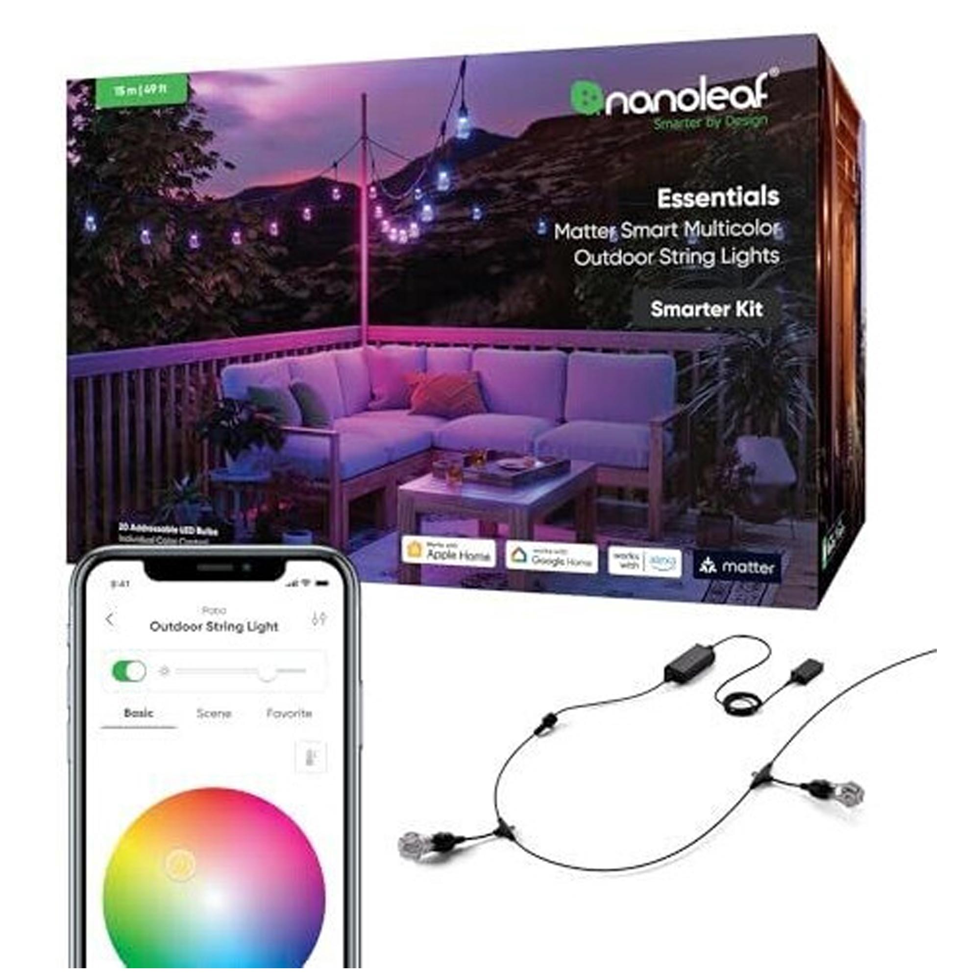 Nanoleaf Essentials Matter Smart Outdoor String Light Starter Kit 15m LED-Lichterkette