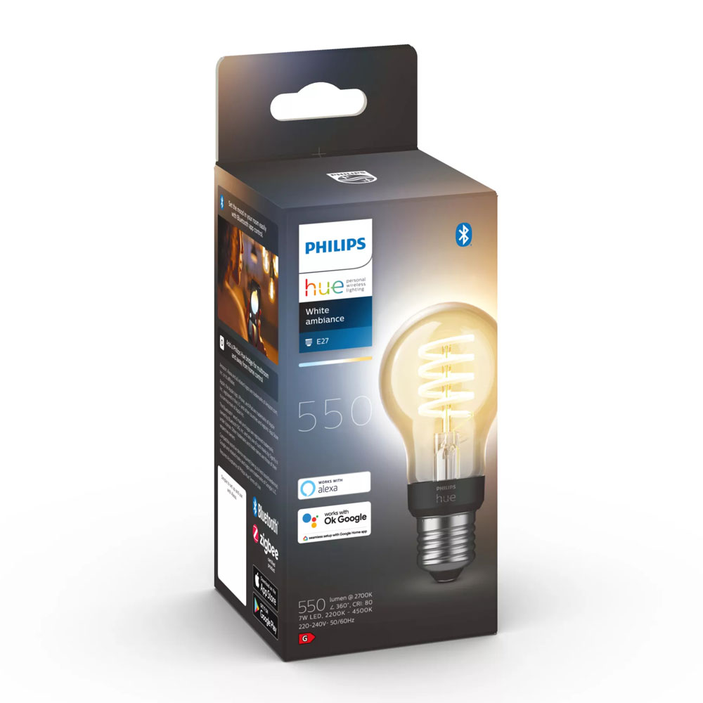 Philips Hue White Ambiance E27 Filament Lampe 550 lm