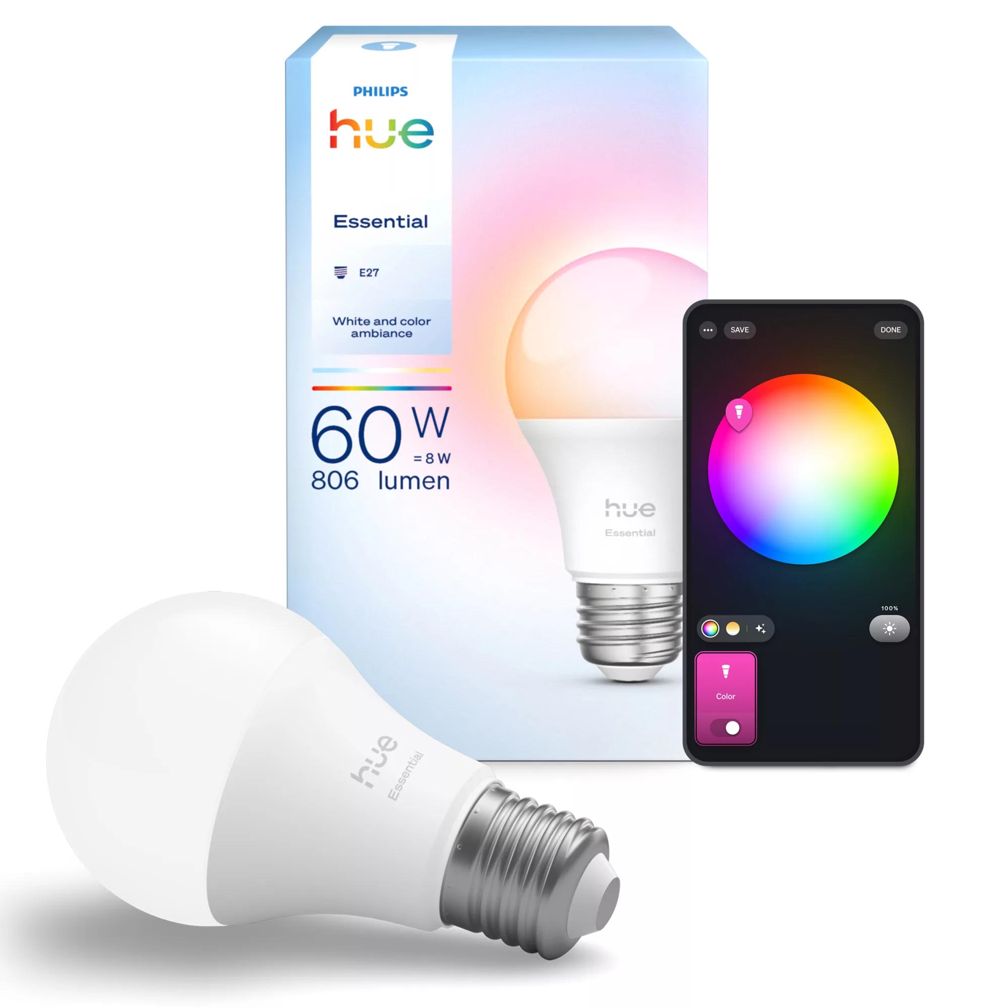 Philips Hue White and Color Ambiance Essential A60 E27 LED-Lampe