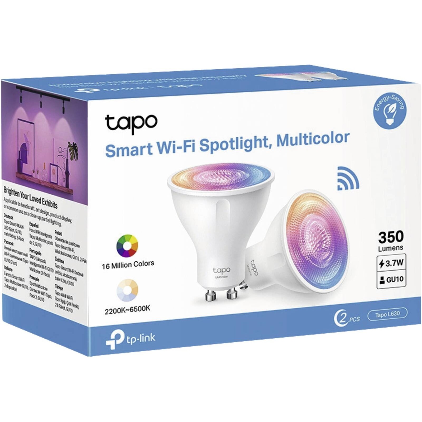TP-Link Tapo L630 GU10 3,7W mehrfarbige WLAN-LED-Lampe 2er Pack