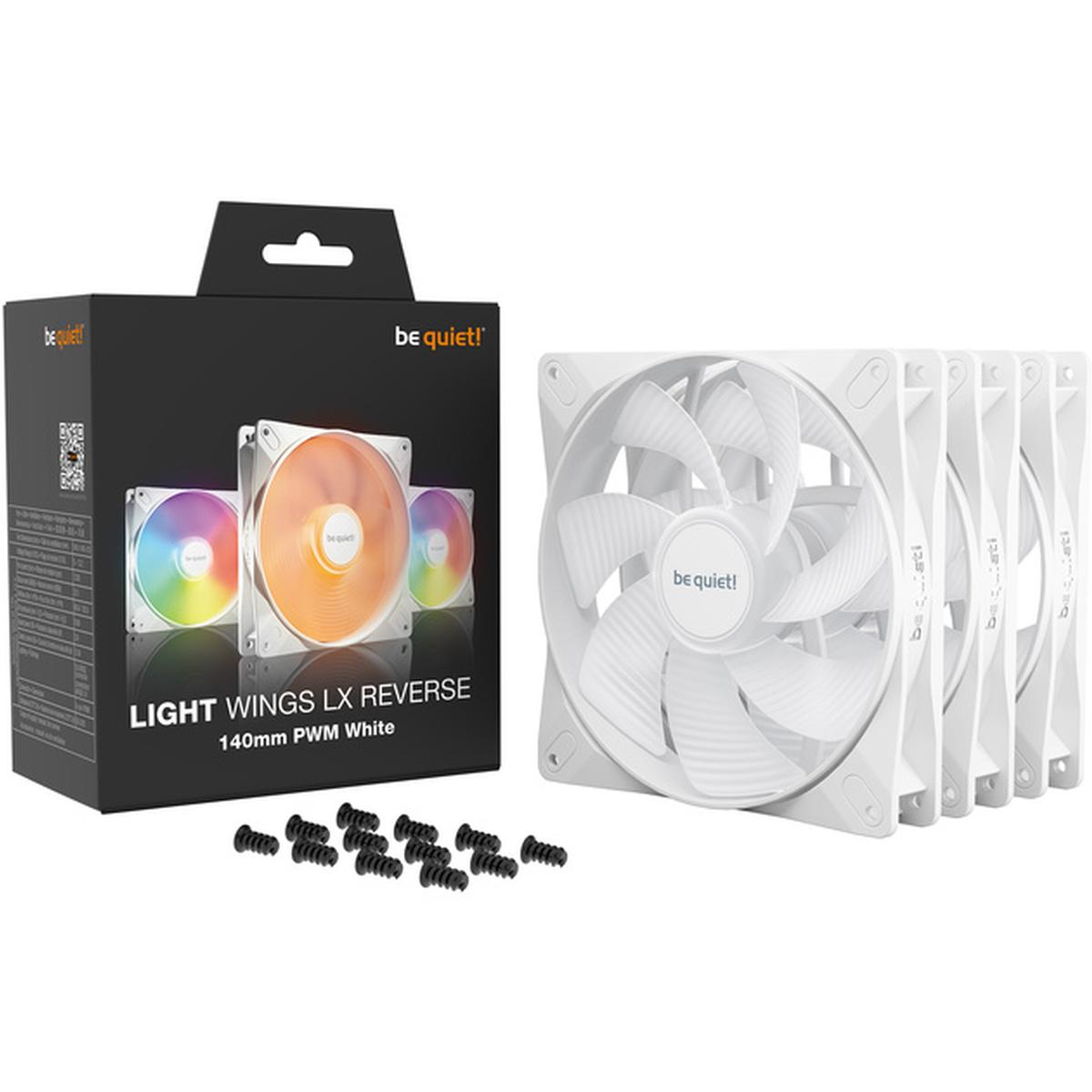 be quiet! Light Wings LX 140mm PWM Reverse ARGB Lüfter 3er-Pack weiß