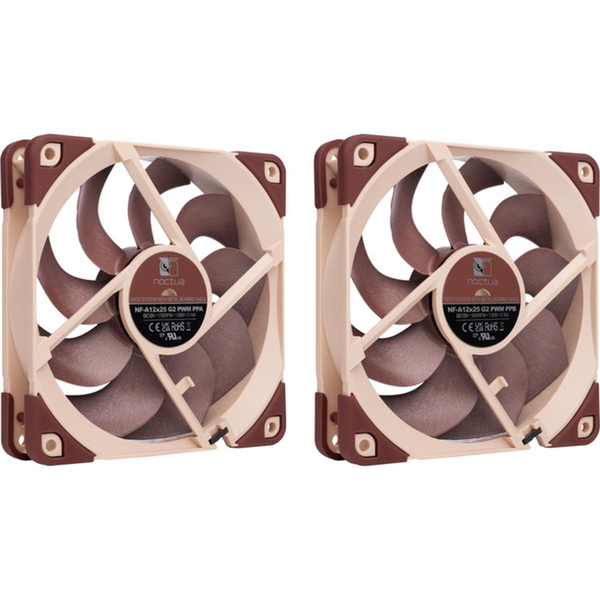 Noctua NF-A12x25 G2 PWM Sx2-PP Doppellüfter-Set braun