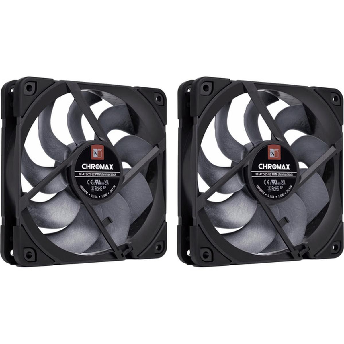 Noctua NF-A12x25 G2 PWM Sx2-PP chromax.black Doppellüfter-Set schwarz