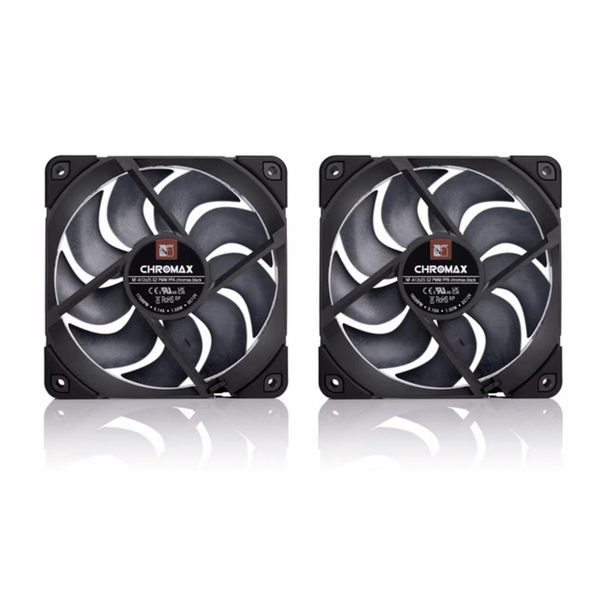 Noctua NF-A12x25 G2 PWM Sx2-PP chromax.black Doppellüfter-Set schwarz