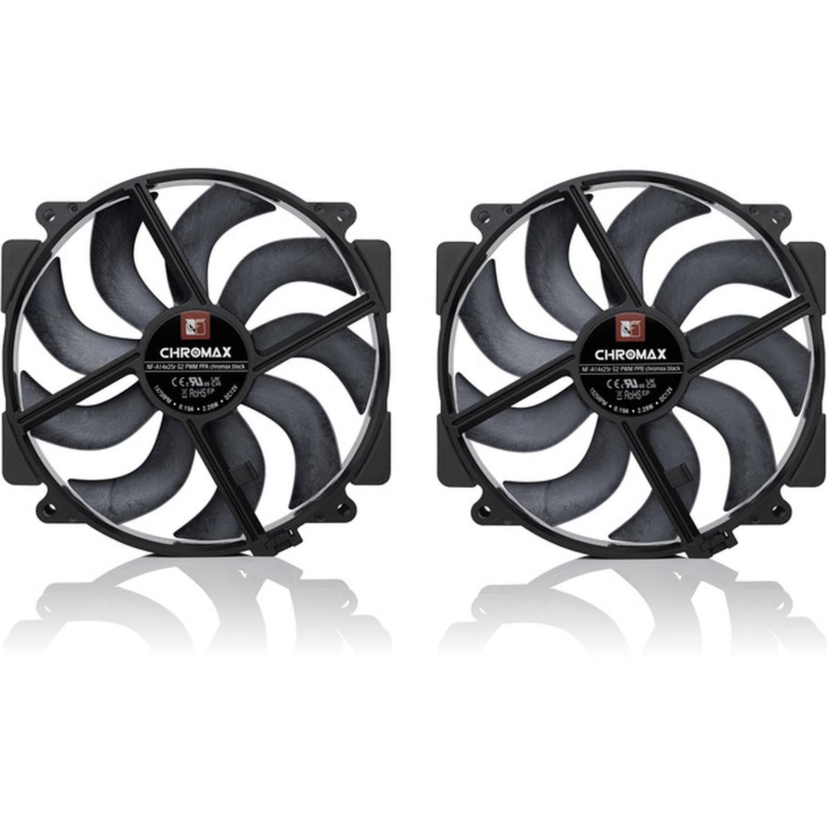 Noctua NF-A14x25r G2 PWM Sx2-PP chromax.black 2x 140mm PWM Lüfter schwarz