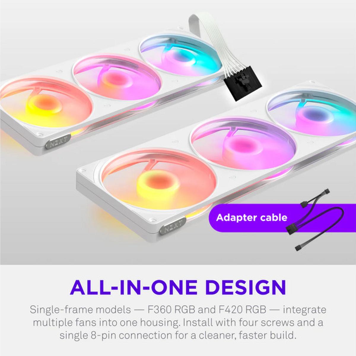NZXT F360 RGB 3x 120mm PWM Lüfter weiß
