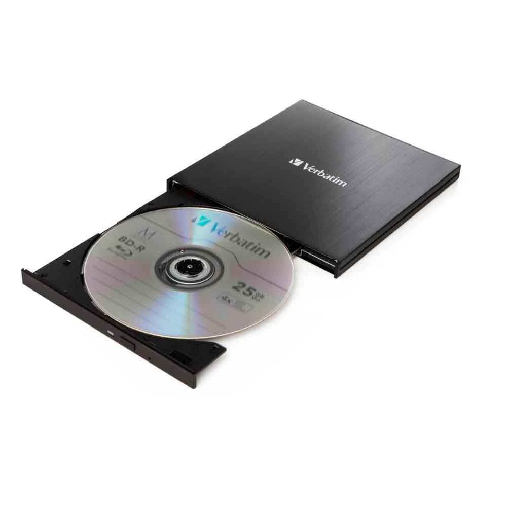 Verbatim Externer Slimline Bluray Writer mit USB-C Anschluss externer DVD und Bluray Brenner
