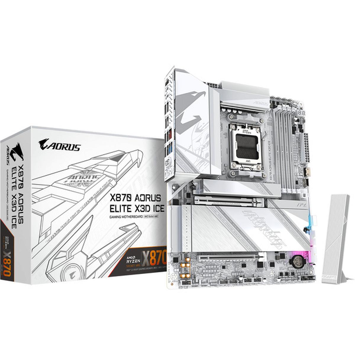 Gigabyte X870 AORUS Elite X3D Ice ATX Mainboard AMD AM5 weiß