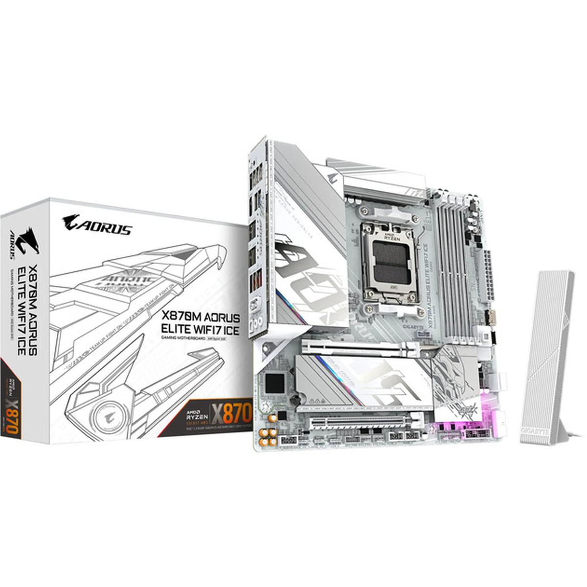 Gigabyte X870M AORUS ELITE WIFI7 ICE AMD X870 Socket AM5 micro ATX Mainboard