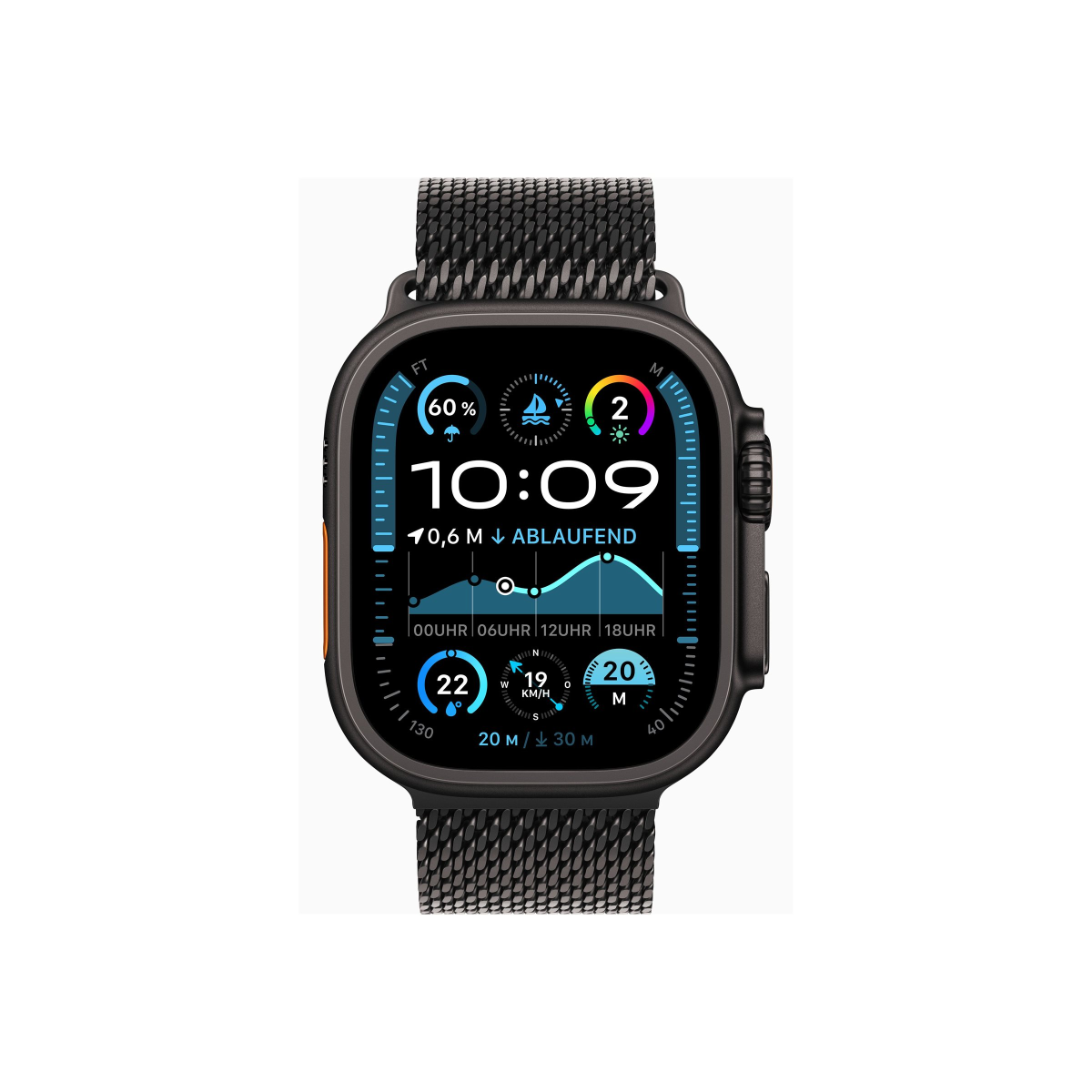 Apple Watch Ultra 2 (2024) Titan Schwarz Milanaise Armband Titan M