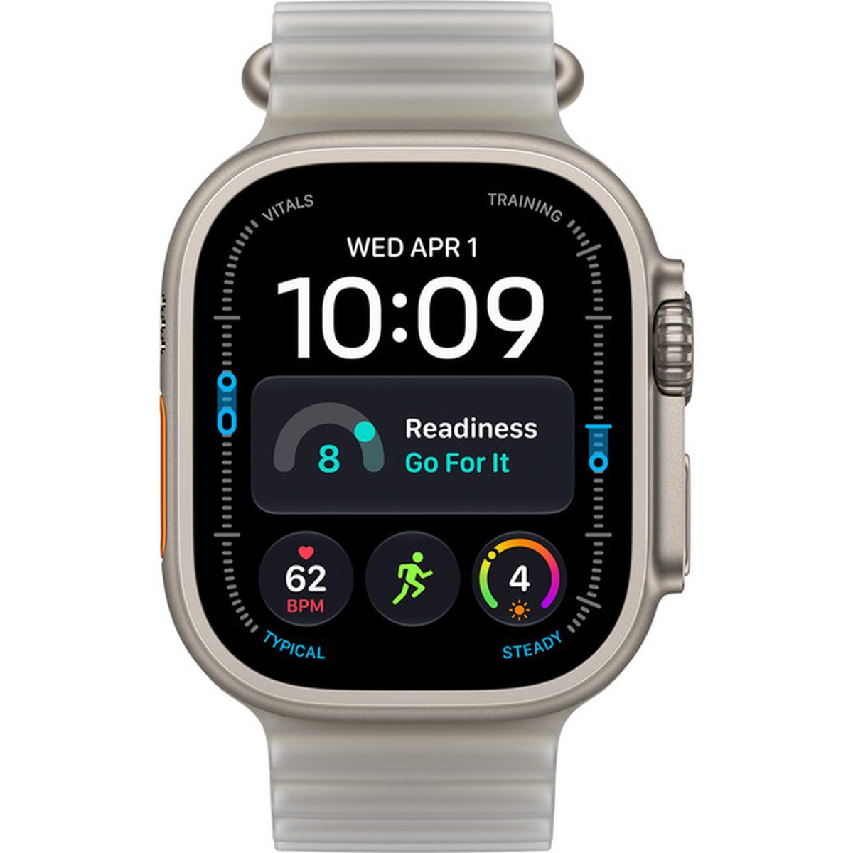 Apple Watch Ultra 4 GPS + Cellular 49mm Titan Smartwatch mit Ocean Armband natur/grau