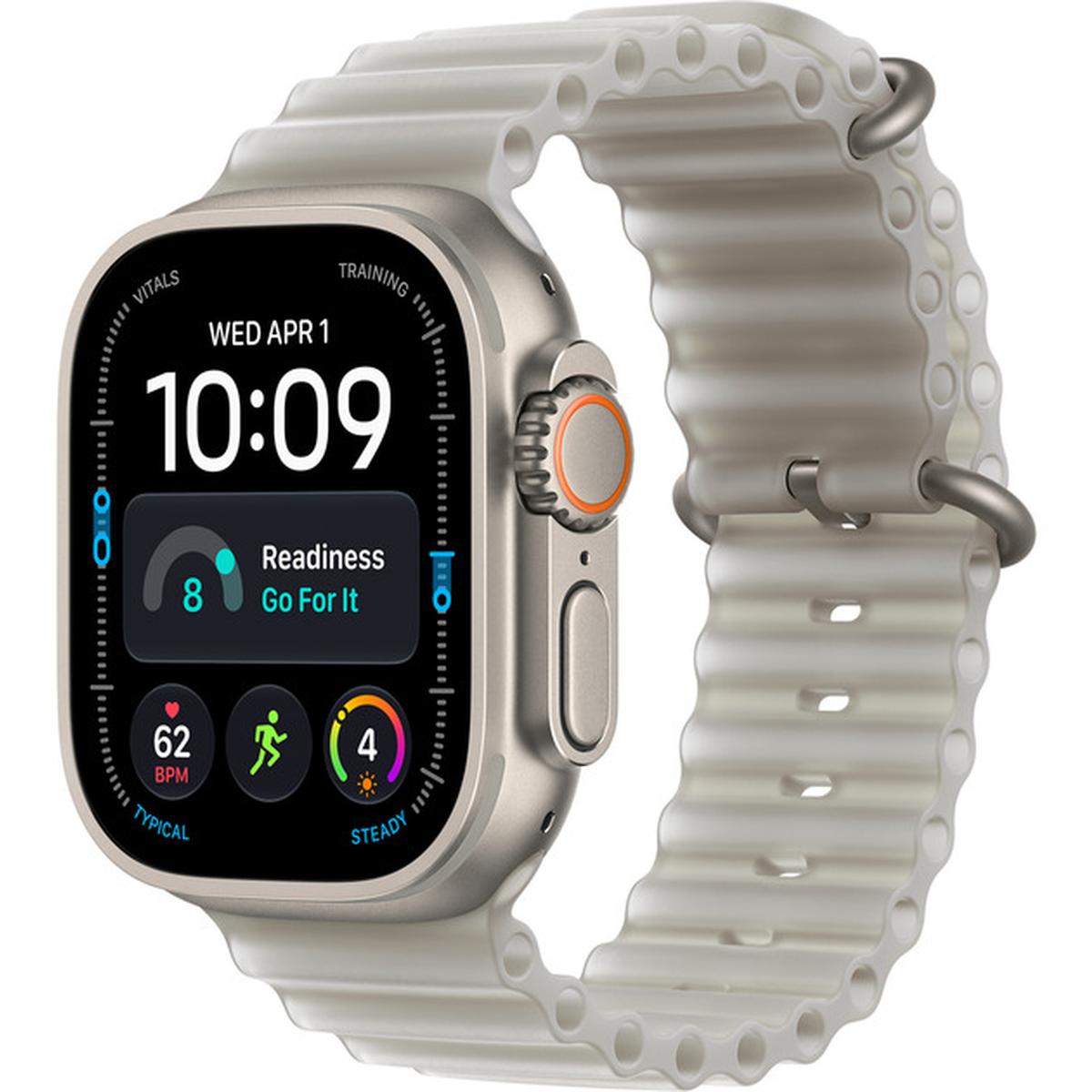 Apple Watch Ultra 4 GPS + Cellular 49mm Titan Smartwatch mit Ocean Armband natur/grau