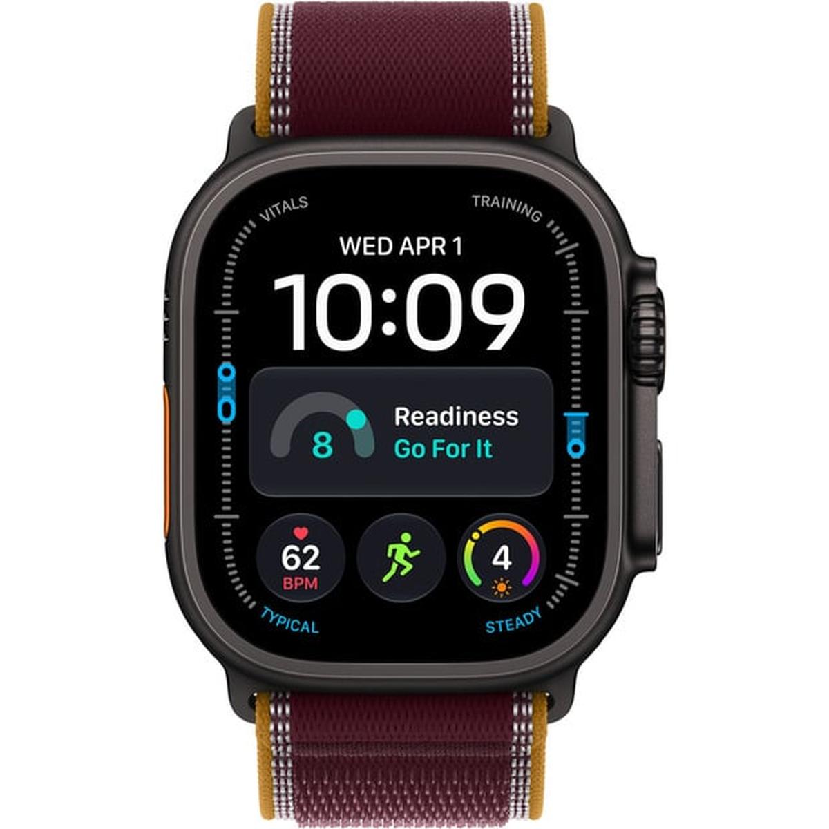 Apple Watch Ultra 4 GPS + Cellular 49mm Titan Smartwatch Titanium Black Trail Loop Burgundy S/M