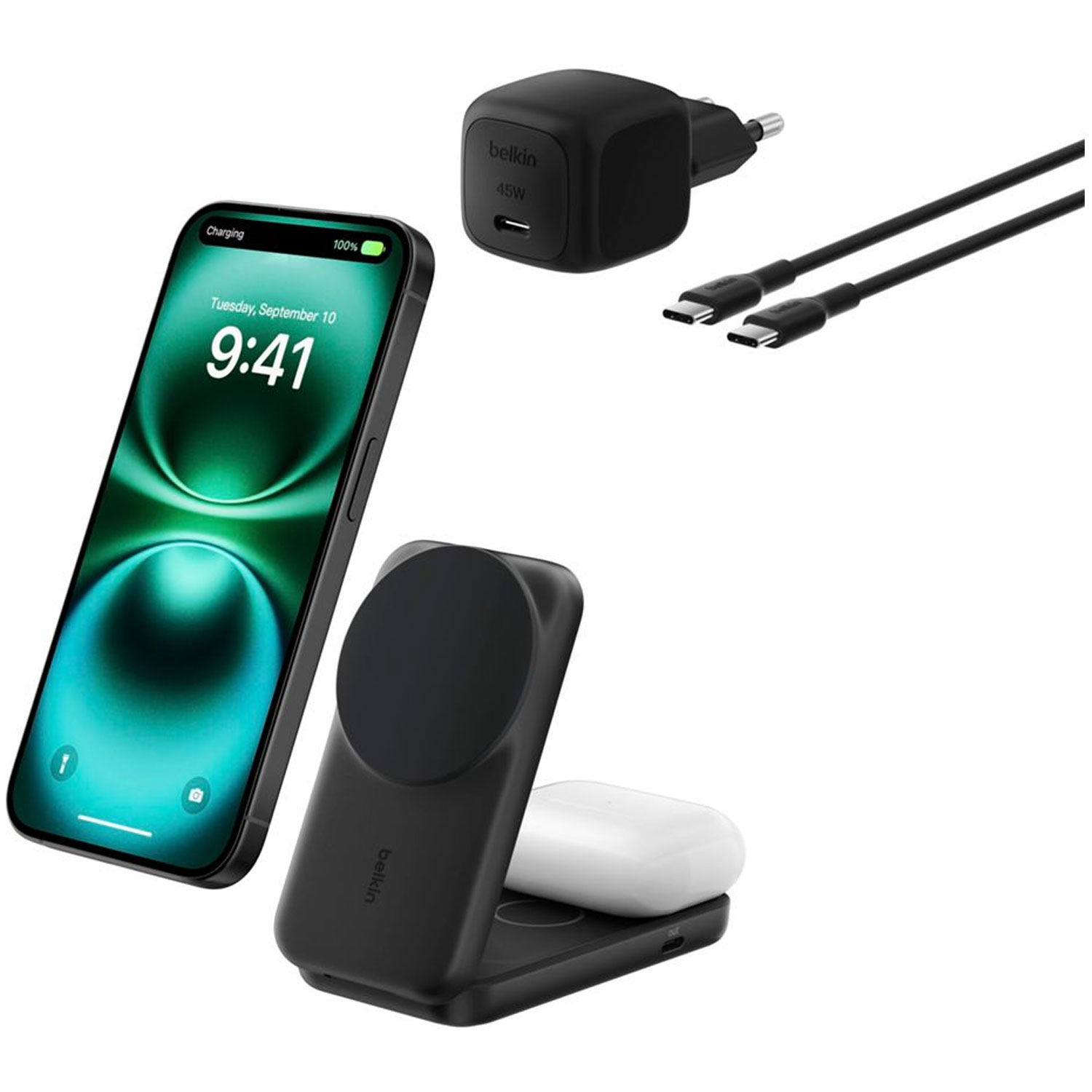 Belkin UltraCharge Qi 2.2 Ladestation 2-in-1 25W schwarz (2. Wahl)