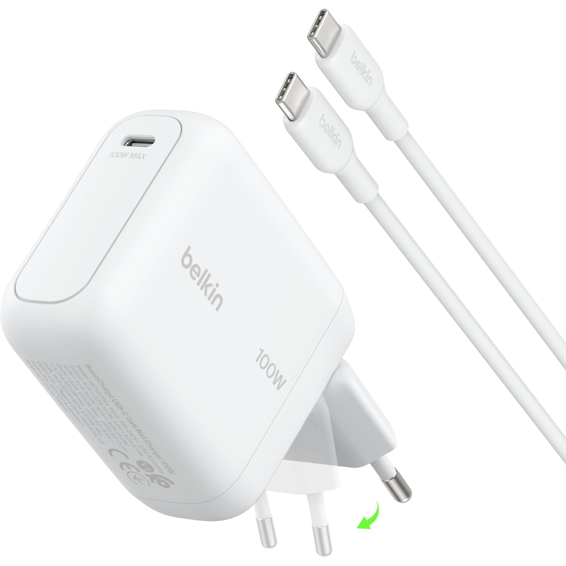 Belkin BoostCharge 100W GaN USB-C Ladegerät weiß