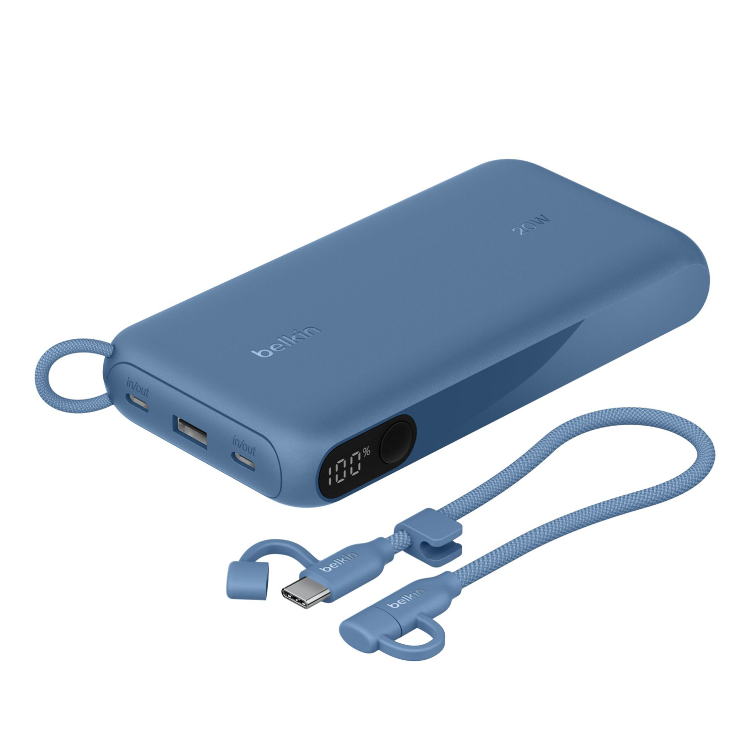 Belkin BoostCharge 20.000mAh Powerbank mit Display blau