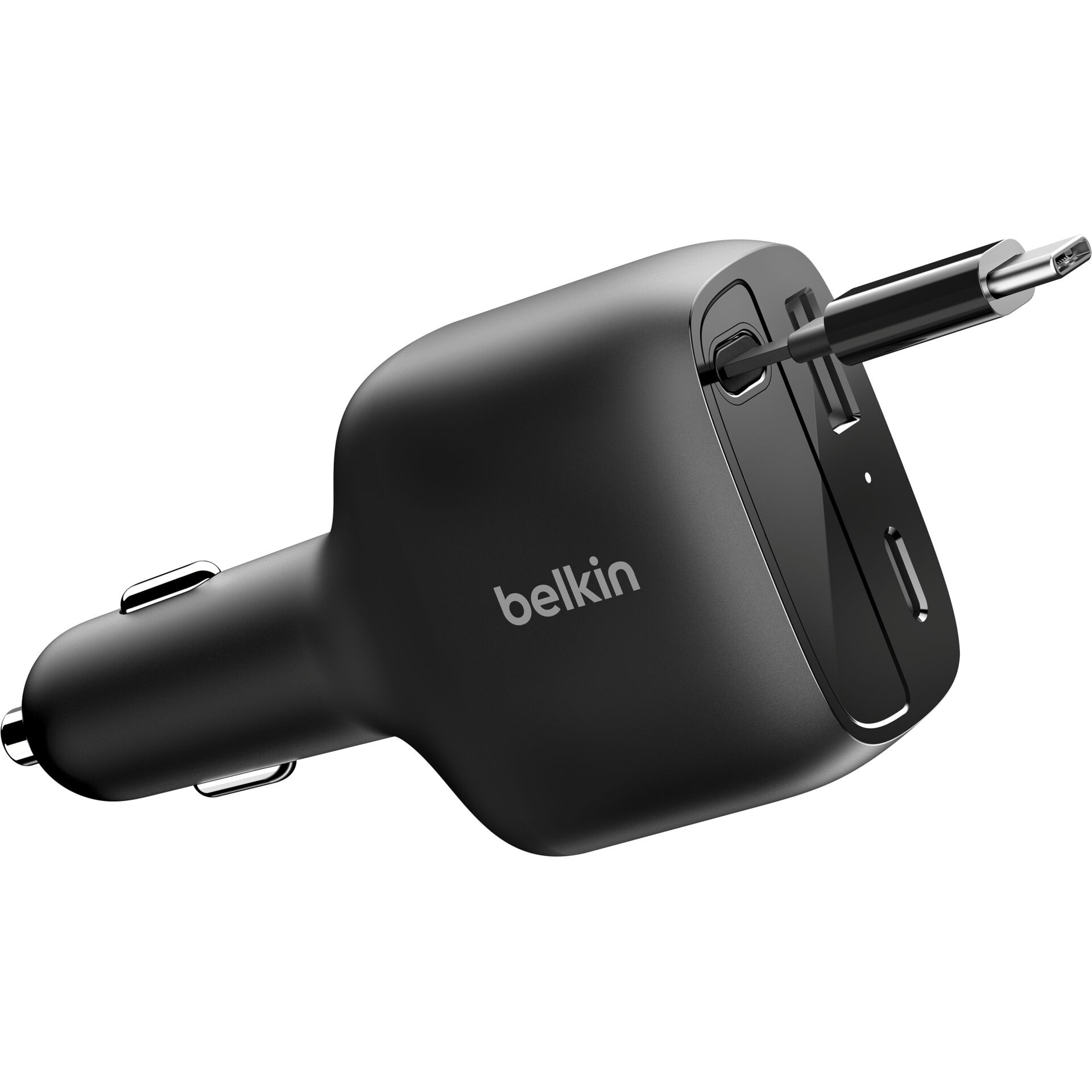 Belkin BoostCharge 75W 3-Port Kfz-Ladegerät mit einziehbarem USB-C Kabel