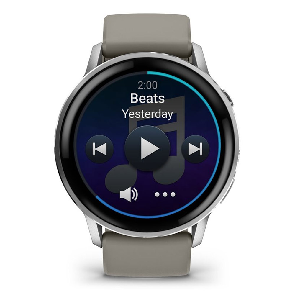 Garmin Venu 4 (45mm) Fitness-Smartwatch mit Silikon-Armband (22mm) schwarz/silber/grau