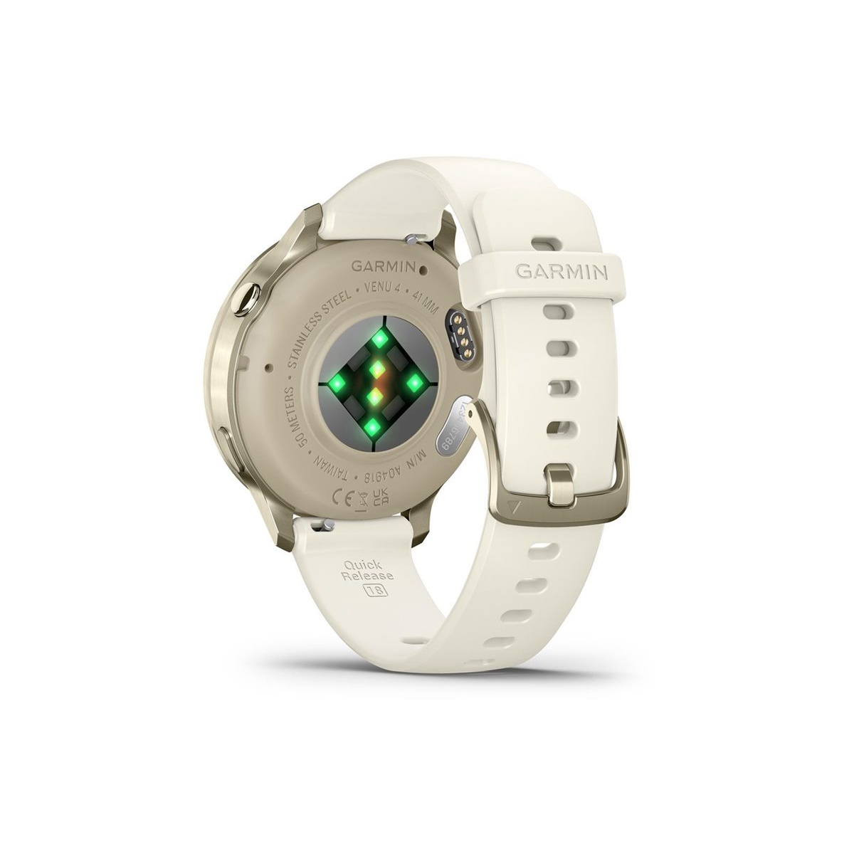 Garmin Venu 4 (41mm) Fitness-Smartwatch mit Silikon-Armband (18mm) beige/lunargold/bone