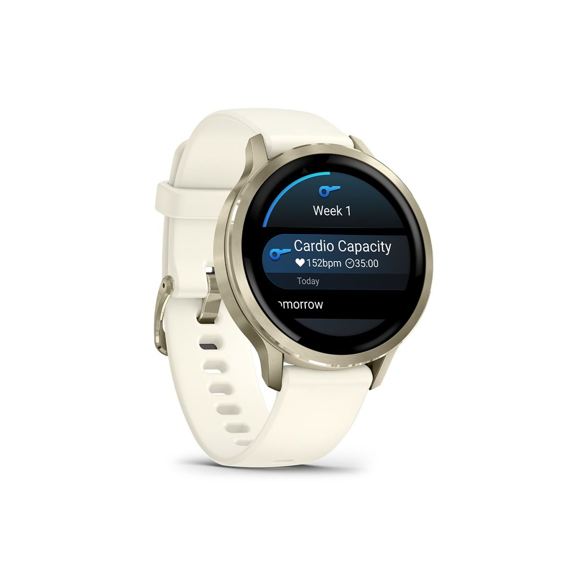 Garmin Venu 4 (41mm) Fitness-Smartwatch mit Silikon-Armband (18mm) beige/lunargold/bone