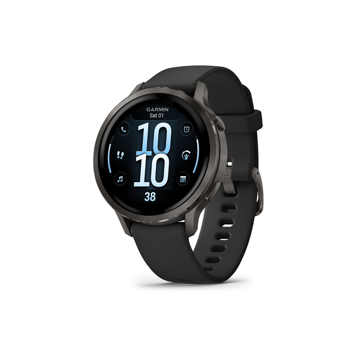 Garmin Venu 4 (41mm) Fitness-Smartwatch mit Silikon-Armband (18mm) schwarz/schiefergrau