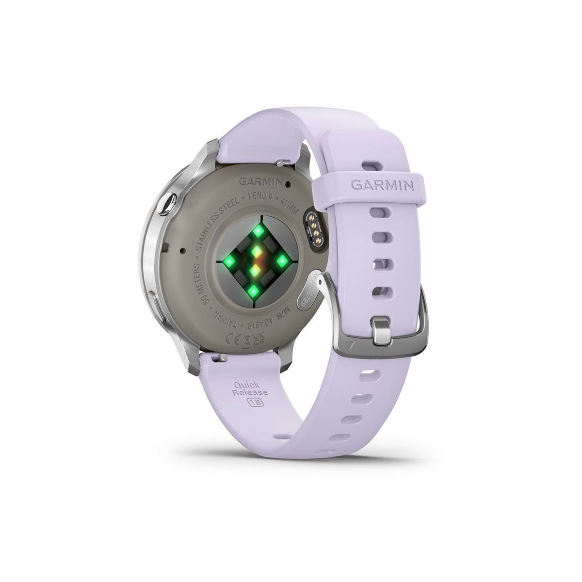 Garmin Venu 4 (41mm) Fitness-Smartwatch mit Silikon-Armband (18mm) grau/silber/lavendelblau