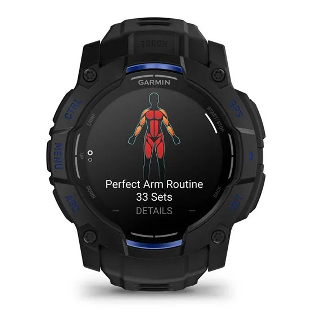 Garmin Instinct 3 AMOLED (50mm) SUPERNOVA Multisport-Smartwatch schwarz/bolt blue