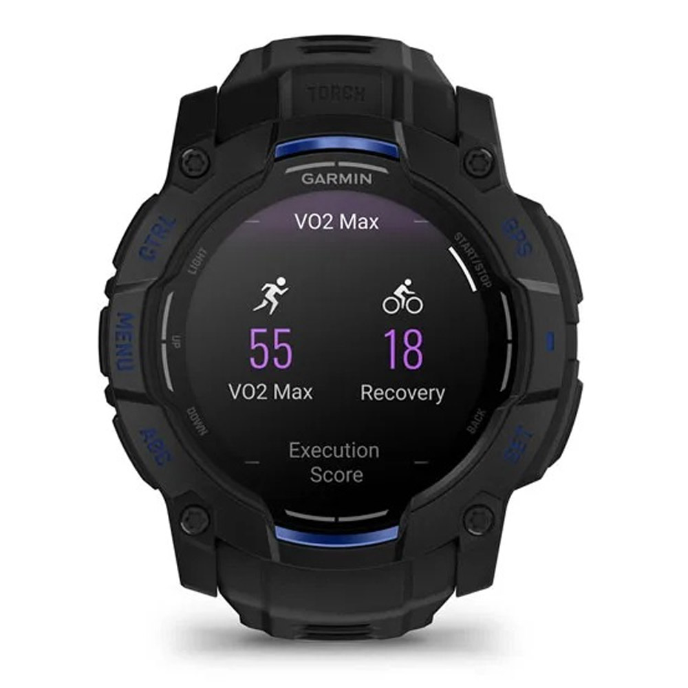Garmin Instinct 3 AMOLED (50mm) SUPERNOVA Multisport-Smartwatch schwarz/bolt blue