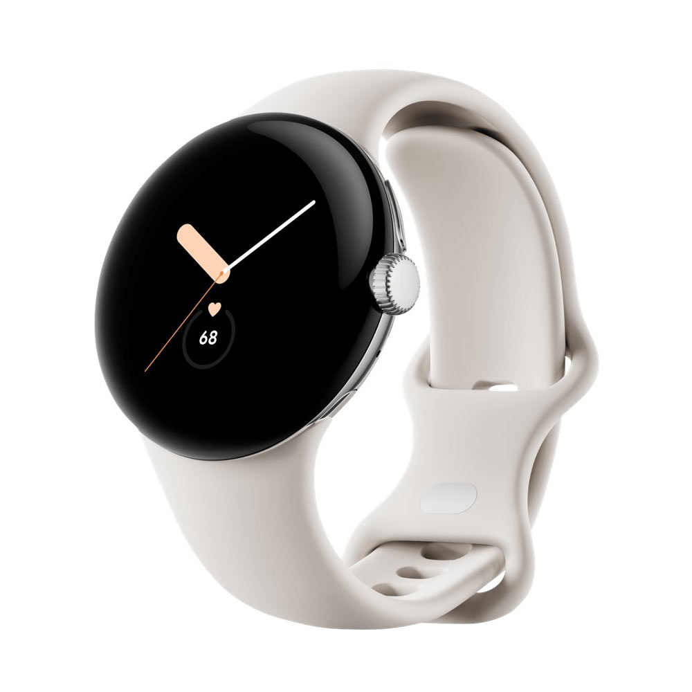Google Pixel Watch Bluetooth Polished Silver Sportarmband Chalc