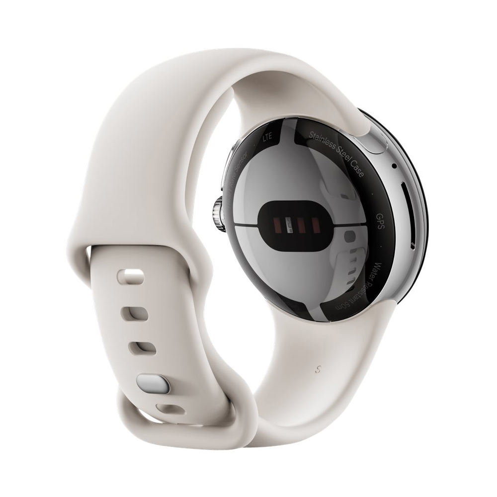 Google Pixel Watch Bluetooth Polished Silver Sportarmband Chalc