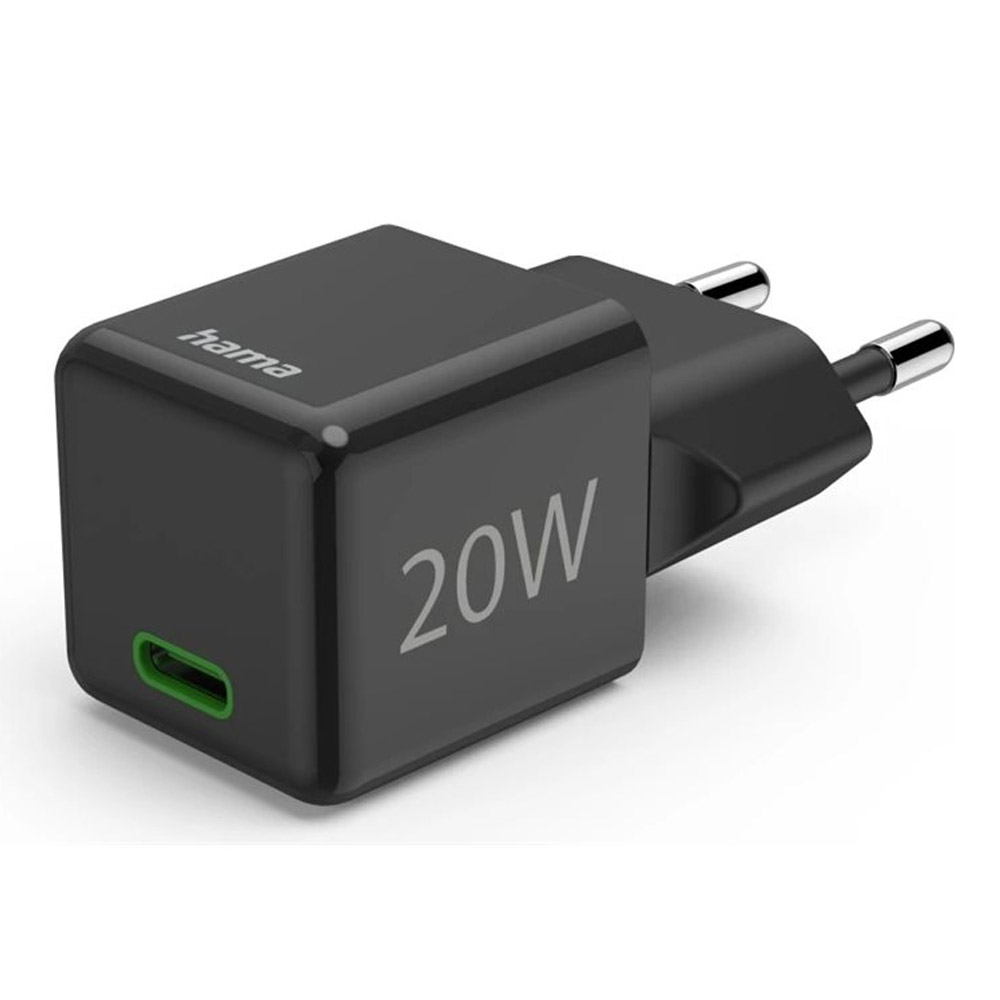 Hama Schnellladegerät, USB-C, Super-Mini-Charger, PD, 20 W, Schwarz