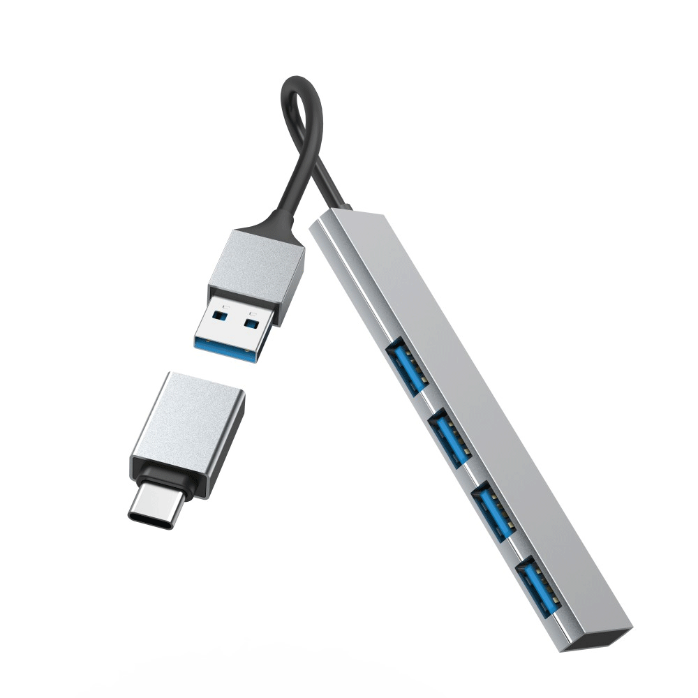 Hama USB-Hub 4 Ports USB 3.2 Gen1 5 Gbit/s Ultra Slim inkl. USB-C-Adapter