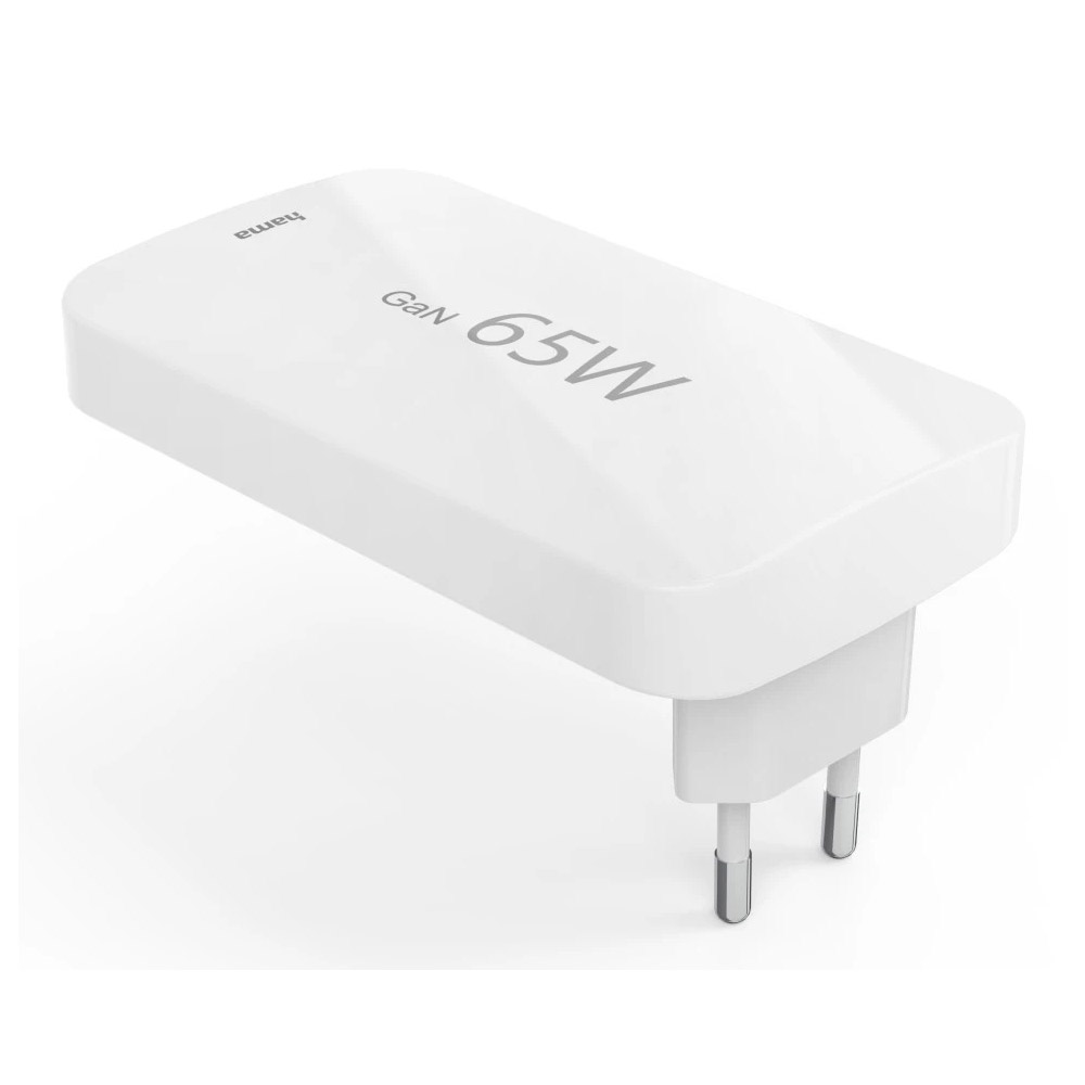 Hama Schnellladegerät, 2x USB-C, 1x USB-A, flaches Mini-Ladegerät, PD, 65 Watt, weiss