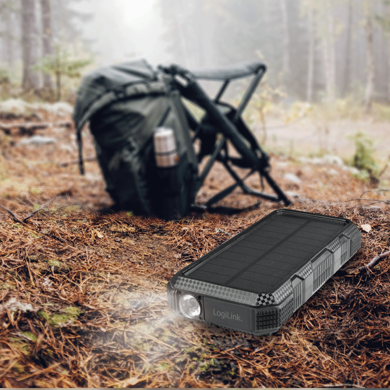 LogiLink Solar-Powerbank 24.000 mAh schwarz