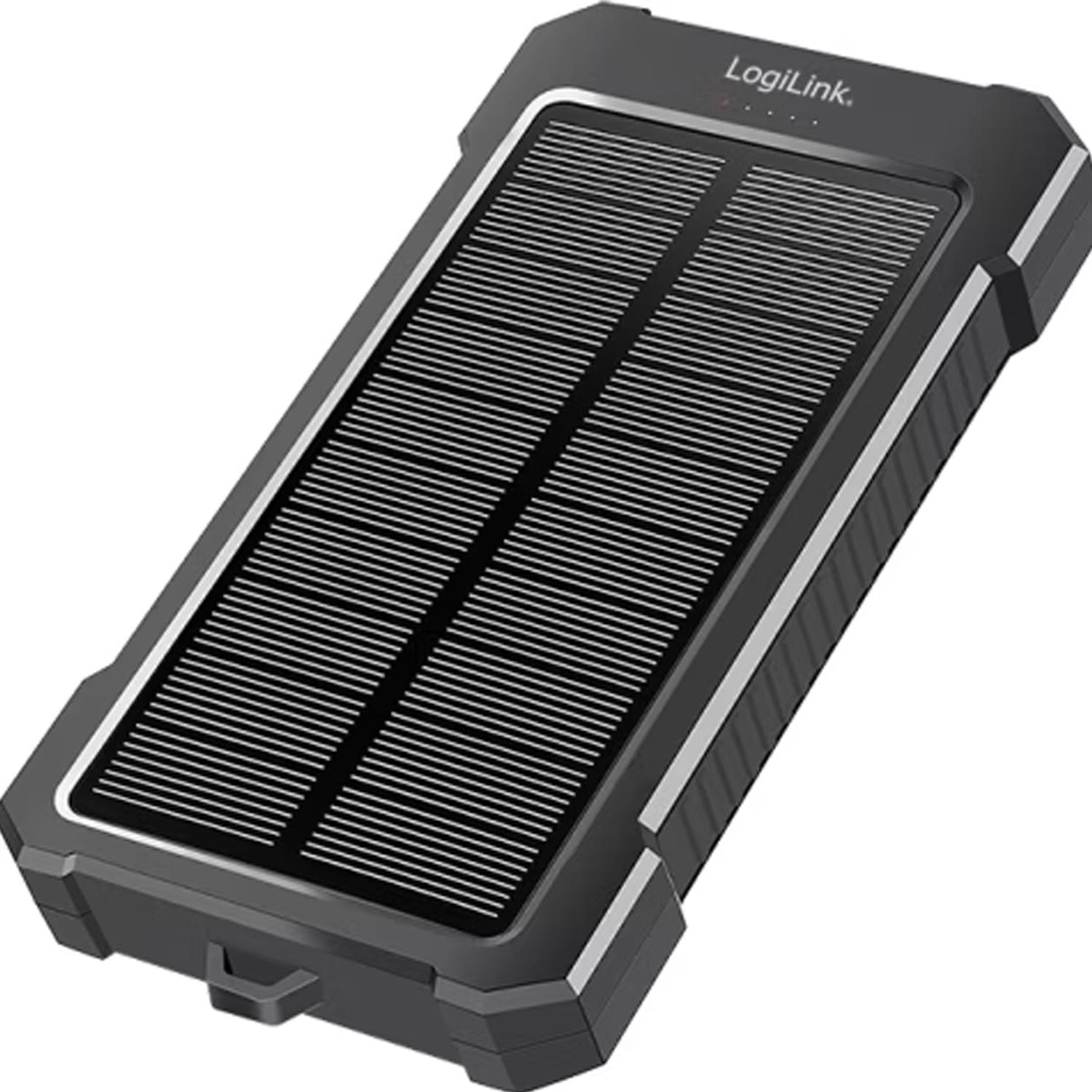 LogiLink Solar-Powerbank 20W 2x USB-A 1x USB-C schwarz