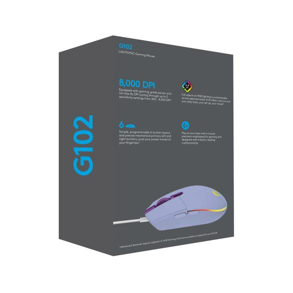 Logitech G102 Lightsync Gaming-Maus lila