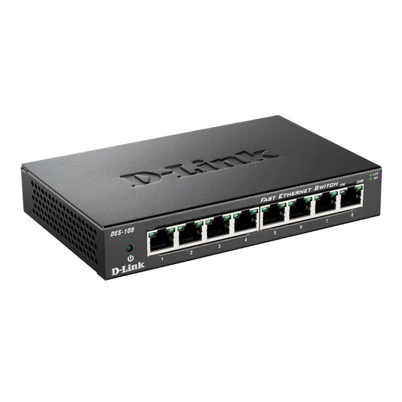 D-Link DES-108 8-Port Layer2 Fast Ethernet Switch Metall (2.Wahl)