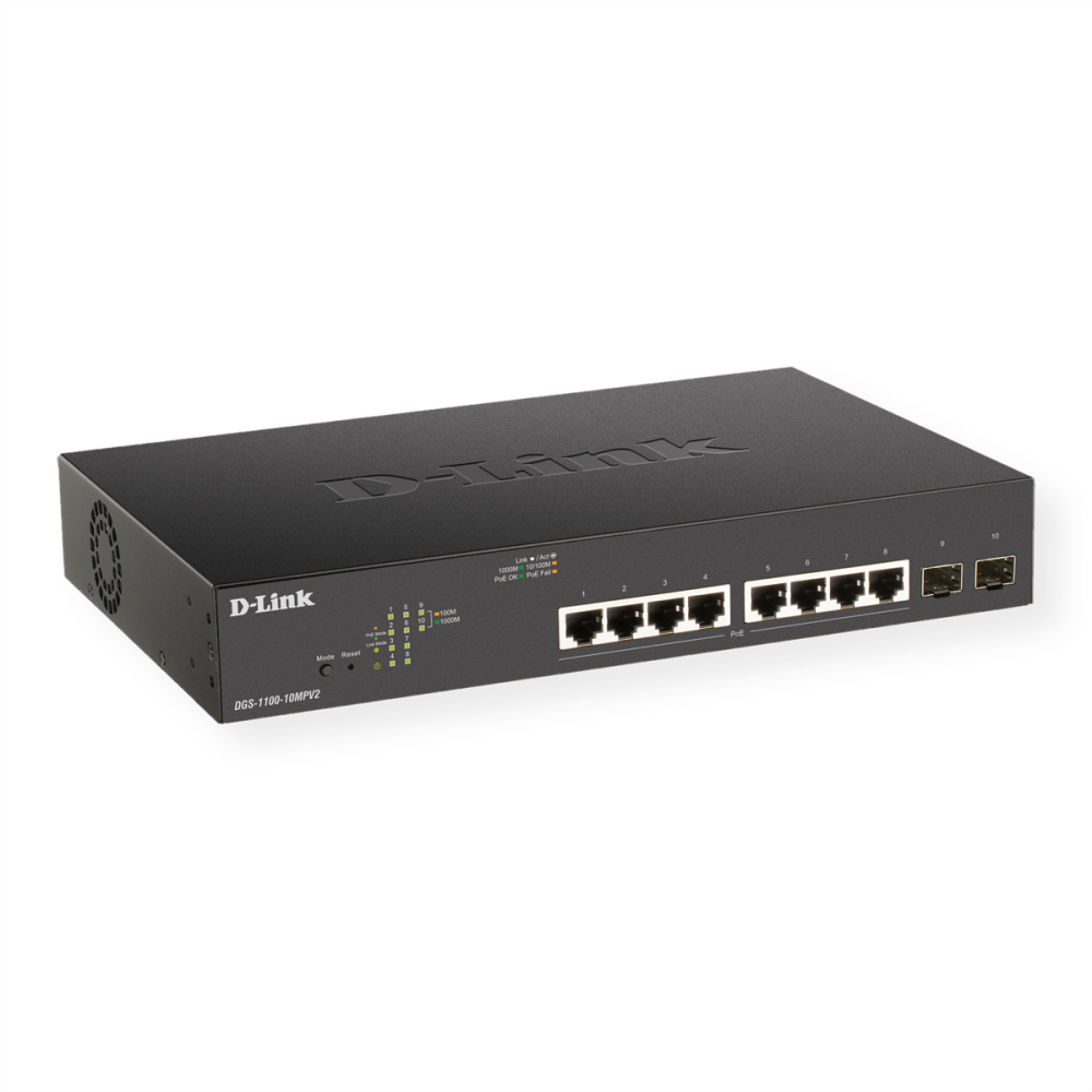 D-Link DGS-1100-10MPV2/E, 10-Port Layer 2 Gigabit PoE Smart Switch
