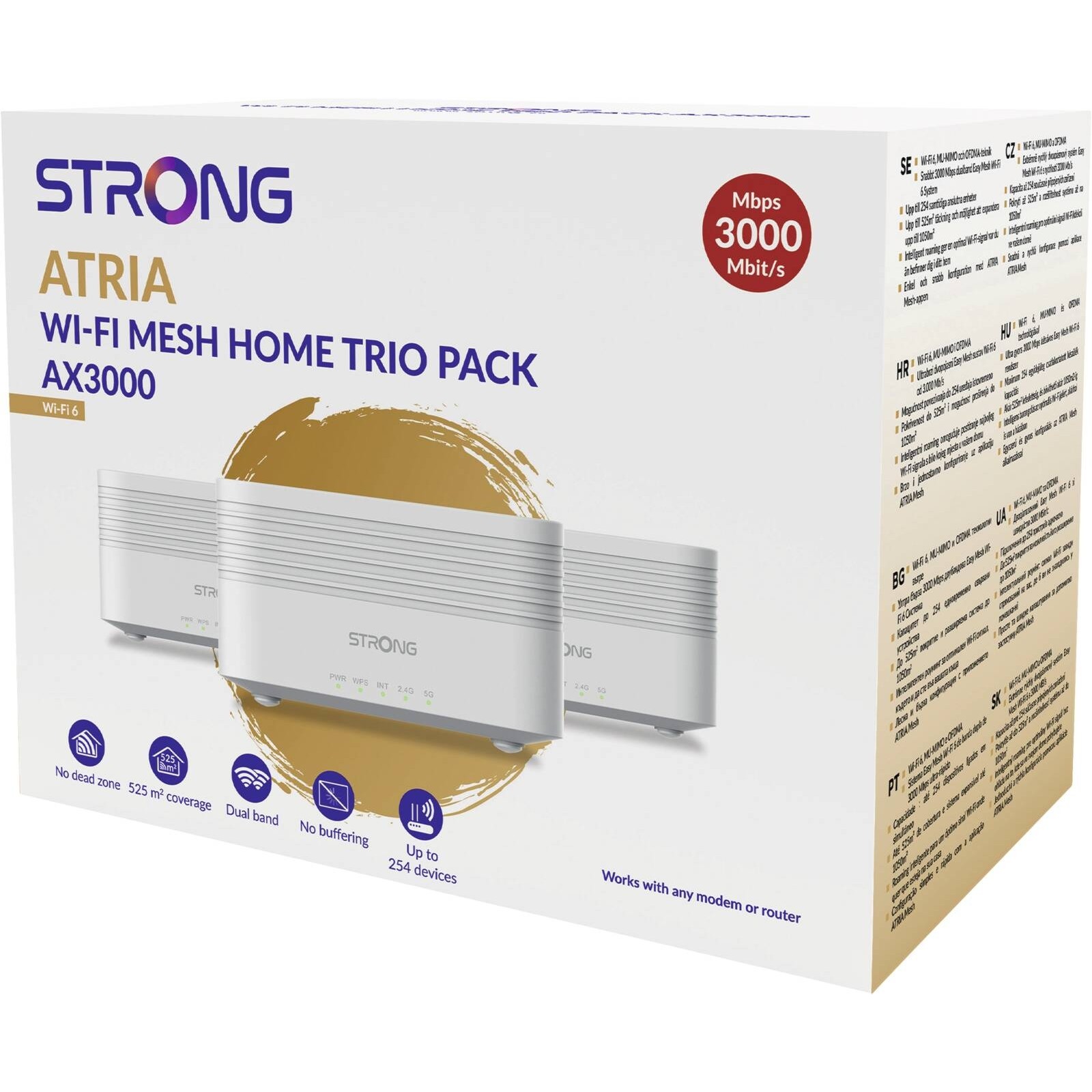 Strong ATRIA Mesh Trio AX3000 WiFi 6 Mesh-WLAN-System 3er Set weiß