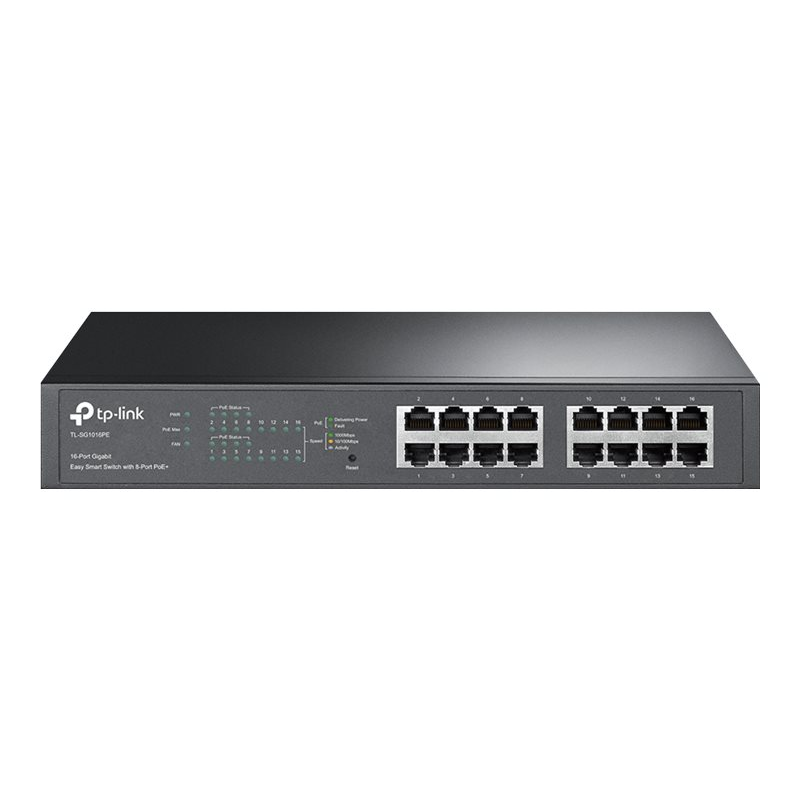 TP-Link TL-SG1016PE 16-Port Gigabit Easy Smart Switch mit 8 PoE+ Ports Schwarz