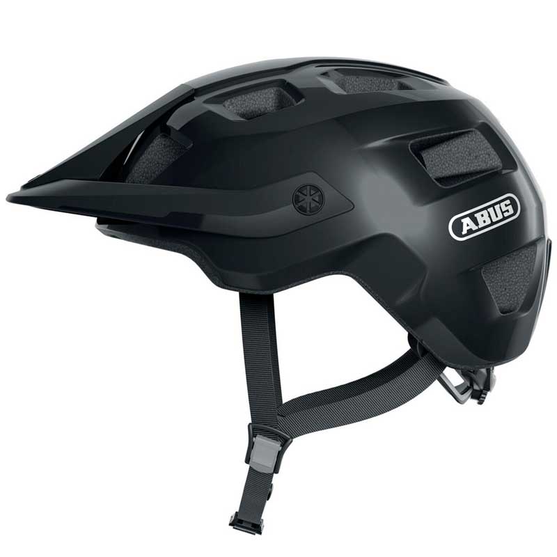ABUS MTB robuster Fahrradhelm für Mountainbiker für Damen und Herren schwarz glänzend M