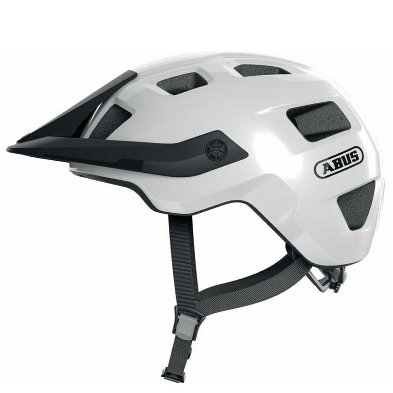 ABUS MTB robuster Fahrradhelm für Mountainbiker weiß glänzend M