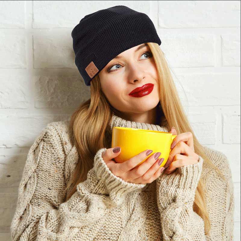 Leicke Music Beanie Bluetooth-Kopfhörer Mütze schwarz