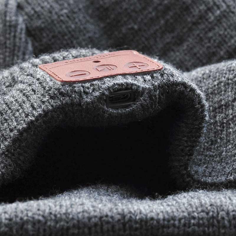 Leicke Music Beanie Bluetooth-Kopfhörer Mütze dunkelgrau