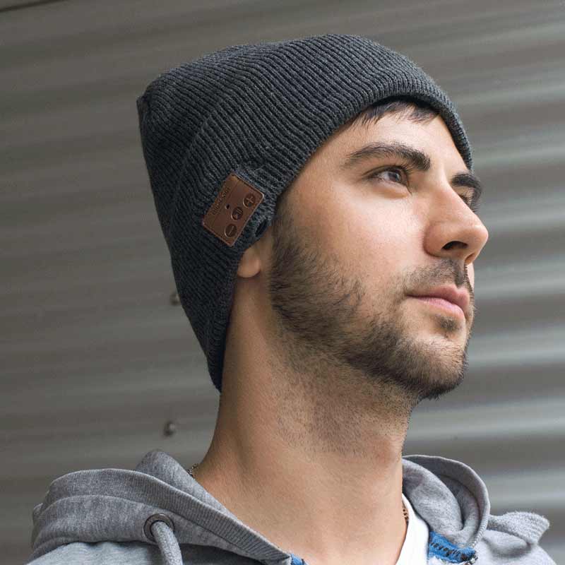 Leicke Music Beanie Bluetooth-Kopfhörer Mütze dunkelgrau