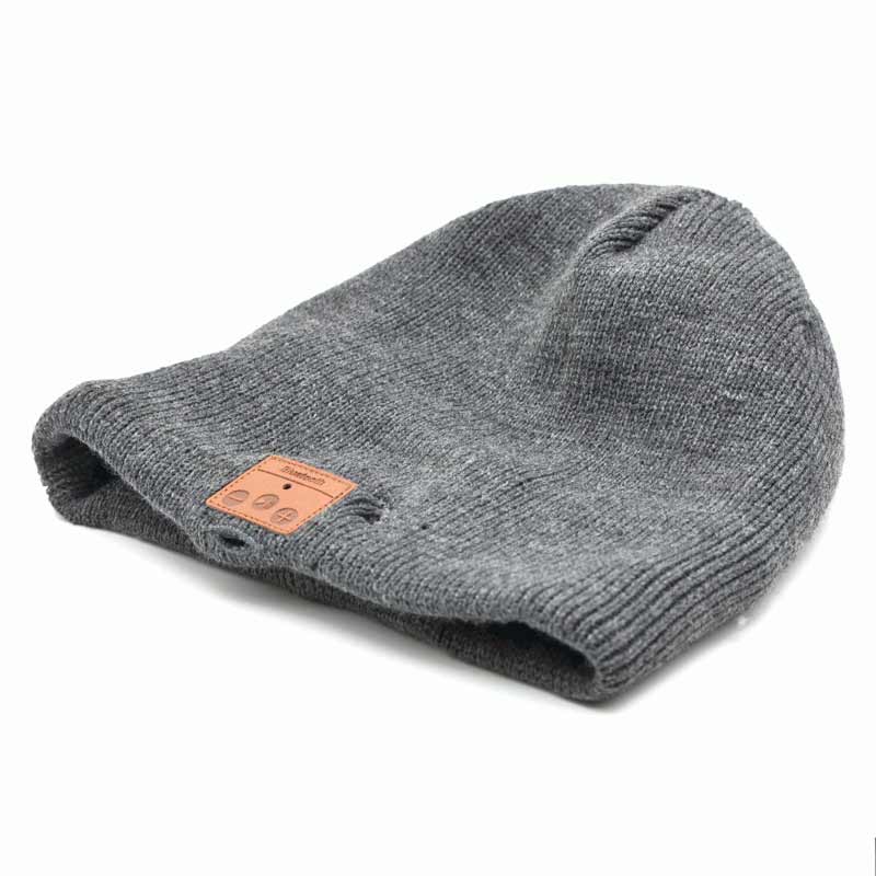 Leicke Music Beanie Bluetooth-Kopfhörer Mütze hellgrau