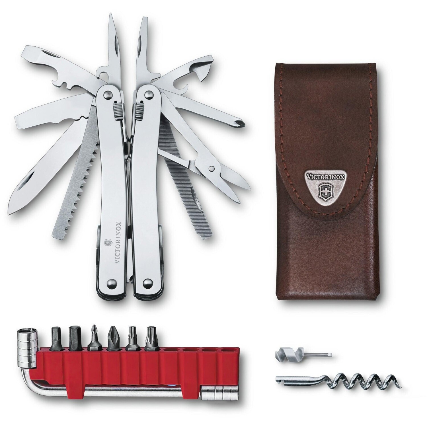 Victorinox Swiss Tool Spirit X Plus 35 Funktionen Multifunktionswerkzeug mit Leder-Etui silber