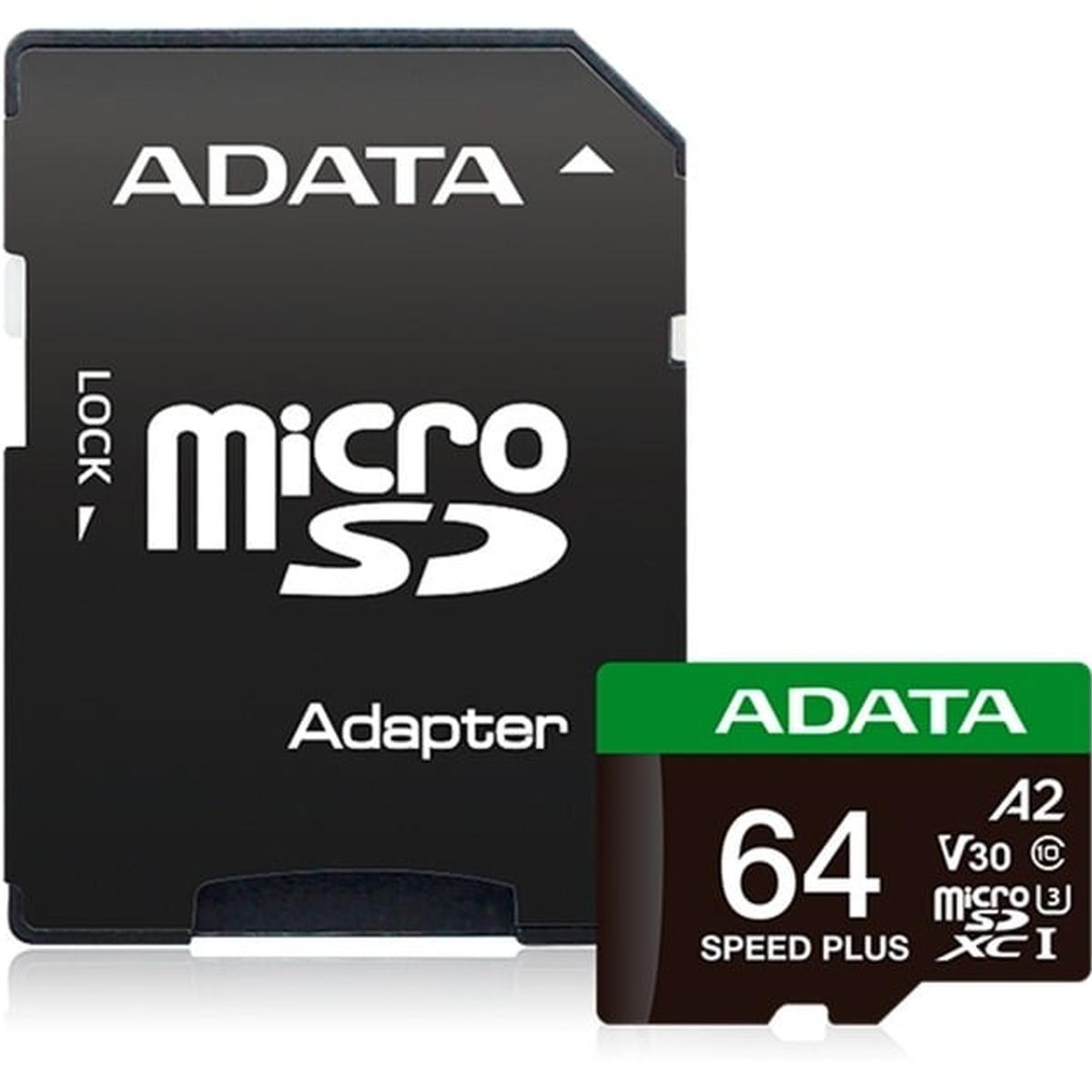 ADATA SPEED PLUS Speicherkarte mit SD-Adapter 64GB