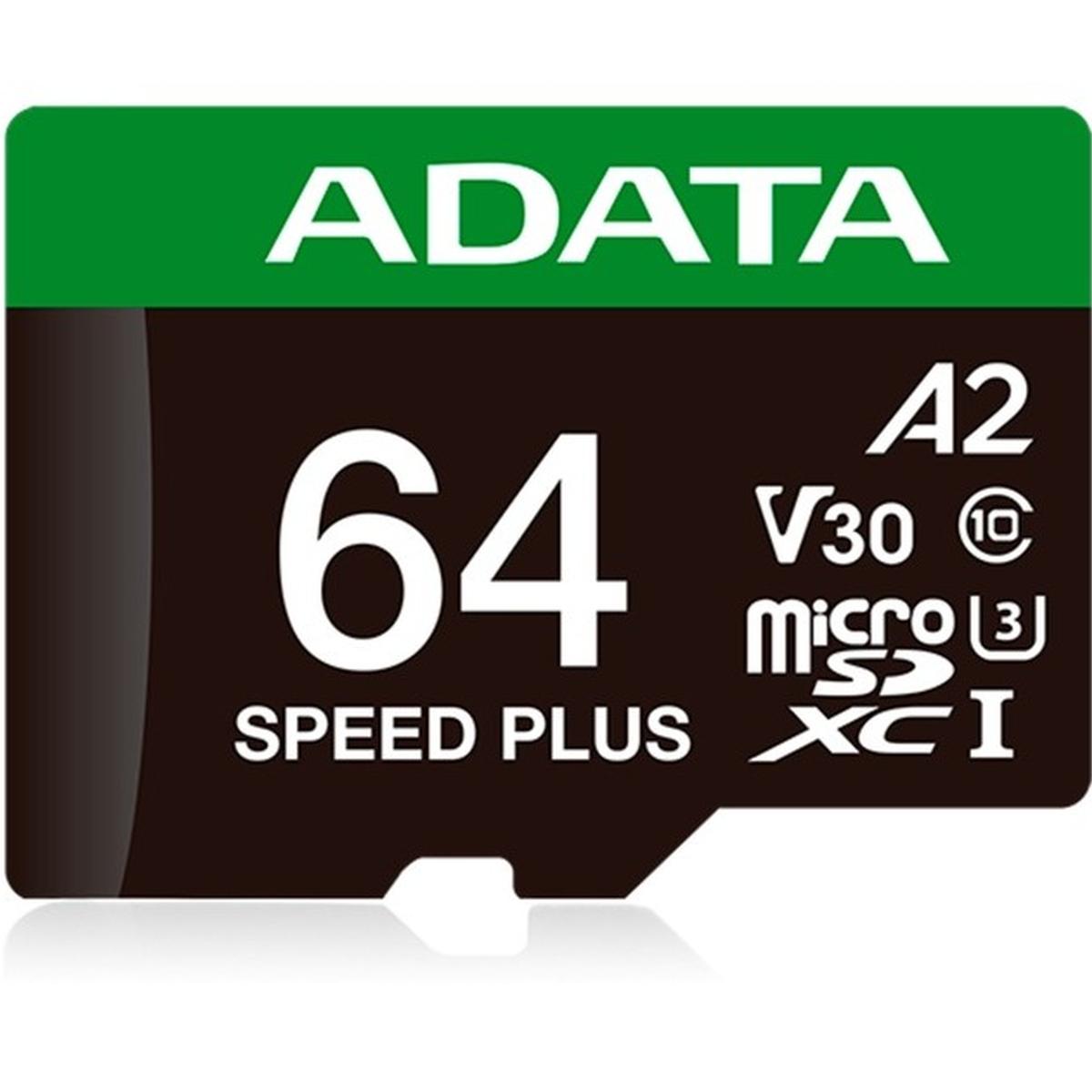 ADATA SPEED PLUS Speicherkarte mit SD-Adapter 64GB