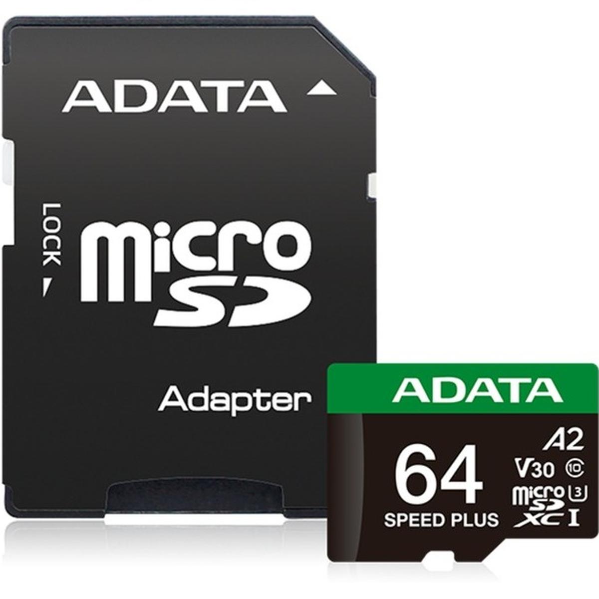 ADATA SPEED PLUS Speicherkarte mit SD-Adapter 64GB